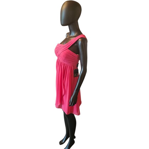 Watermelon Chiffon One Shoulder Party/Cocktail Dress NWOT - Bill Levkoff - Picture 4 of 7